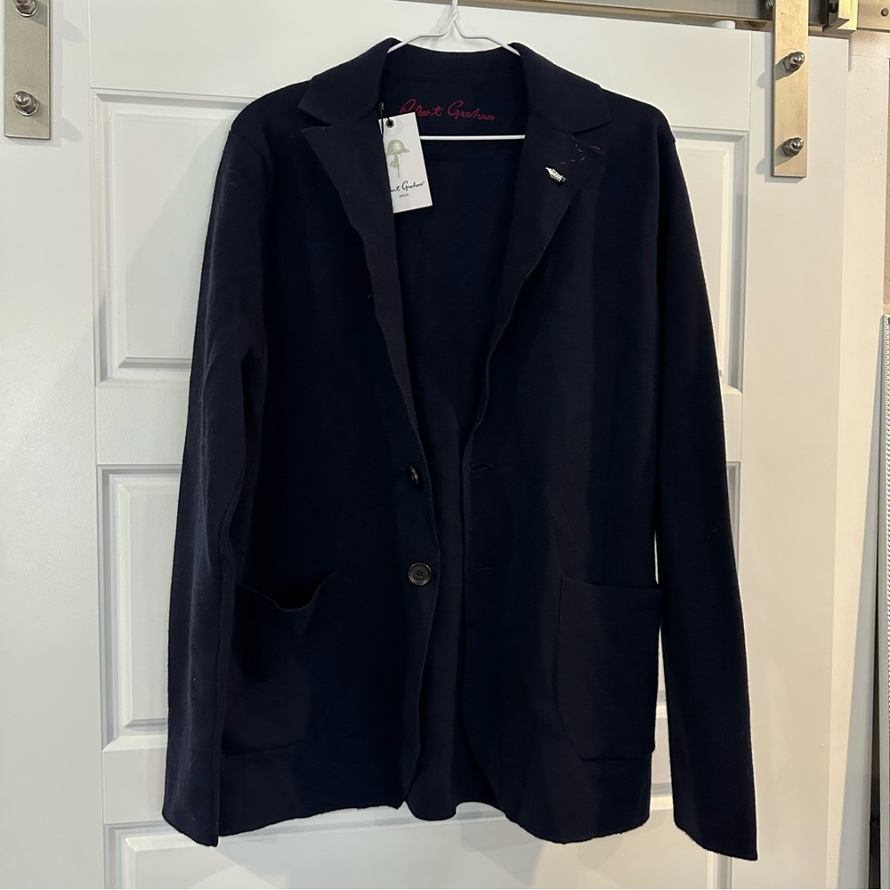 Robert Graham Navy Blazer with Buttons and Front Pockets (Men’s Size Medium)